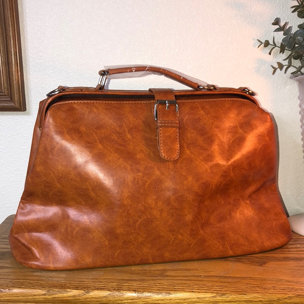 Brown leather medical bag
